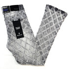 Black Light Men Jeans Stretch Slim Straight Flare Fit Grey Denim With Rhinestone