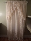 Vtg  Protela Iternat l Rare 10pc French Lace Netted Curtains Ivory Ruffles