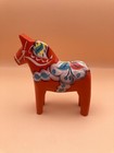 Vintage Swedish Dala Horse Wood Carving Red Orange Nils Olsson Sweden Sticker 5 