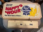 Vintage Pabst Blue Ribbon Pbr Happy Hour Open Close Enjoy It Beer Sign 1984