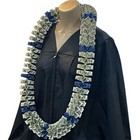 Graduation Money Celebration Lei  50 Crisp Bills Folded Blue W gold Beads