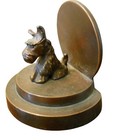 Antique Scottish Terrier Bookend Architectural Circle Paperweight Door Art Deco