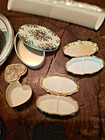 Silver-plated Hand Mirror And Comb Set With Other Vanity Vintage Items