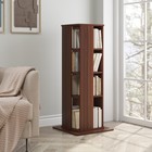 4 Tiers Corner Spinning Bookcase Organizer 360   Rotating Bookshelf Tower Walnut
