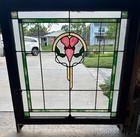 Pair Of Antique Chicago Bungalow 1920 s Stained Leaded Glass Windows 32  X 30 