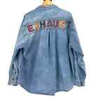 Vintage 90s Hip Hop Exhaust Button Up Denim Shirt  no Size  Xl Baggy Rare Logo