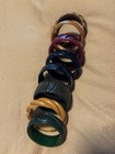 Lot Of Bakelite Bangle Bracelets Mixed Colors Carved   Swirl