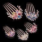 Women Rhinestone Crystal Wedding Flower Hair Comb Clip Hairpin Bridal Jewellery-