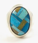 Carolyn Pollack Relios Sterling Silver Multi Color Gemtone Inlay Ring Size 8