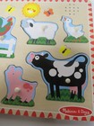 Melissa And Doug Wooden Farm Animals Puzzle With Sound 8 Pc With Pegs Ships Free