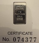 1985 Statue Of Liberty- Credit Suisse  in Sealed Assay  1g Platinum Bar Vintage