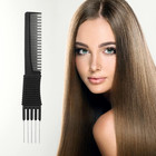 3 Pack Carbon Lift Teasing Combs With Metal Prong  Hair Pick Comb For Women Hair