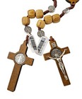New   12 X Wholesale Saint Benedict Wooden Rosary Prayer Beads Men Jerusalem