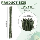 200 Pcs Florist Wire 0 9mm 20 Gauge Floral Flower Stem Wire  White dark Green
