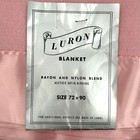 Vtg Luron Pink Satin Trim Rayon nylon Blend Twin Miracle Blend Blanket 72   x90   