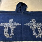 Vintage Mexican Or Chinese  Not Sure Wool Blend Poncho With Hoodie  One Size 