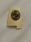 Vintage Alabama State Coat Of Arms Lapel Pin Gold Tone Crest Souvenir Map Shape