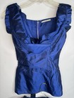 Maxine Rank Royal Blue Taffeta Two Piece Dress Set Full Skirt   Top 50s-60s