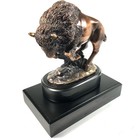 Western Charging American Buffalo Bison Bull Bronze Electroplated Resin Statue
