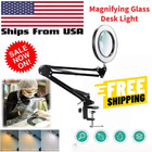 10x Magnifying Glass Desk Light Magnifier Led Reading Lamp With Base clamp Black