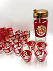 Cera Shou Symbol Barware Set Cocktail Shaker Glasses Lot Vintage 1960s Gold
