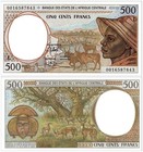 Central African States Mixed States 500-10000 Francs 5 Pieces Set  1999-2000 Unc