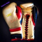 Custom Made Sparring Boxing Gloves  Groin  Head Guard  Black red golden chowhide