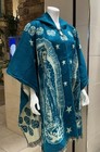 Handmade Alpaca Poncho  Virgen Maria  Guadalupe  Cyan  Warm And Easy To Wear