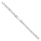 Sterling Silver Engraveable Children s Id On Figaro Link Chain Bracelet 6 