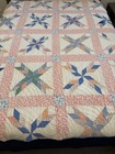 New Star Pattern Patchwork Quilt 83x67 Hand Quilted Pink Blue Gorgeous Colorful