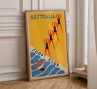 Australia Surf Club Vintage Travel Poster 1930s Retro Beach Wall Art Coastal