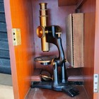 Rare Bausch   Lomb Brass Microscope C 1887 Rochester  Ny Orig Wood Case Antique