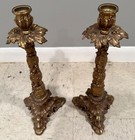 Candlestick Set 14  Gold Brass Italian Victorian Baroque Large Antique