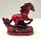 Vintage Feng Shui Chinese Carved Red Resin Running Horse 3  Figurine
