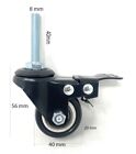 4 Pc 1 5 In  Casters Heavy Duty Swivel Threaded Stem Caster Wheels With Brake