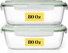Razab  set Of 2   10 Cups Glass Food Storage Containers With Airtight Lid
