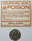 Antique 1910s Sulphuric Acid Poison Label        Internal   External Treatment