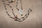 Vtg Sterling Silver Italy Clear Crystal Glass   Multi Color Bead Rosary  read 
