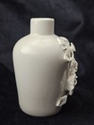 Applied Porcelain Rose Bud Vase White Bisque Floral Relief Vintage Decor 4    H