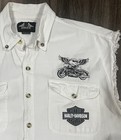 Harley-davidson Usa Bikersleeveless Button-down Vest White Graphic 2xl