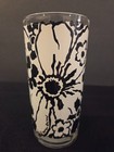 Vintage Georges Briard Black   White Mod Floral Glasses - Set Of 8  mcm Barware 