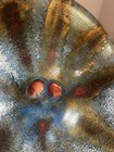 Enamel On Copper Metal Bowl Blues Etc Enamel 8  Wide Artist Signed