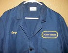 Vintage John Deere Factory Employee Uniform Shirt Patch Usa Made Jacket Blue