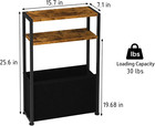 Narrow Side Table  Slim End Tables With Fabric Basket  Skinny Table Small Spaces