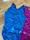 Gk Elite   Foxy 7 Stretchy Leotards Strappy Adult M Usa Purple Blue Simone