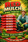 Lot Of 6 Bags Of Red Premium Wood Shredded Bagged Mulch 9 Cu  Ft  Total