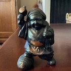 Antique Bronze Japanese Buddha Daikokuten Figure Standing On Rice Bags Wealth