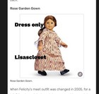 Lot Pleasant Co Tag American Girl Felicity Doll First Meet Dress  Mob Cap  Purse