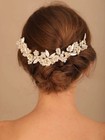 Abalone Flower Large Pearl Hair Comb  Wedding Floral Off White Bridal Headpiece