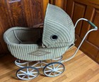 Antique Hedstrom-union Wicker Baby Doll Carriage Pram Stroller Buggy W  Windows